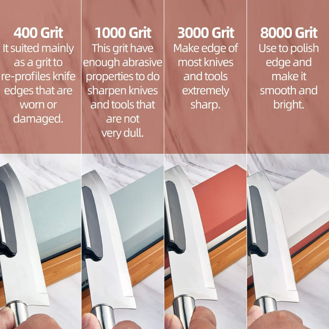 Juego De Piedra Afiladora Cuchillos 400/1000/3000/8000 3