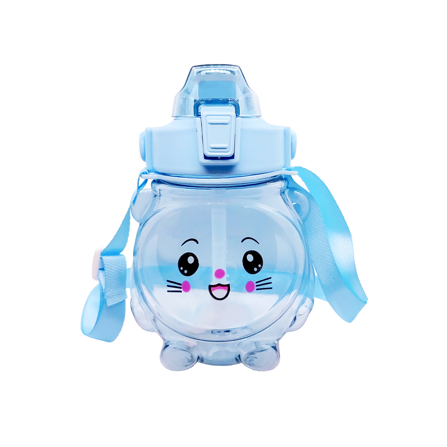 Botella Agua Antiderrame Kawaii Con Sticker Y Correa 1000ml