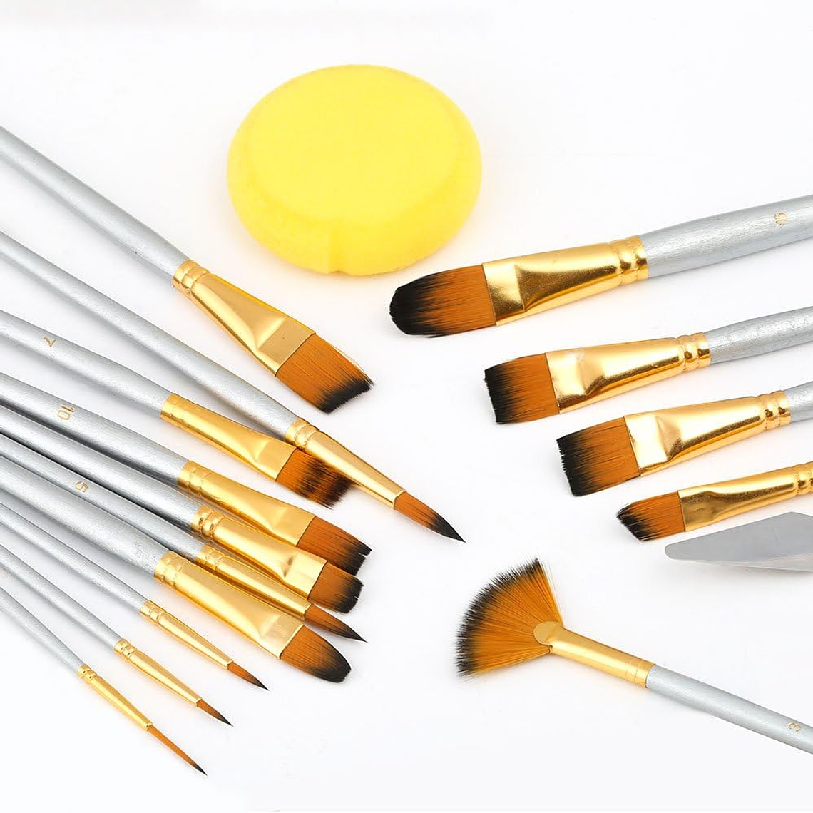 Set Pinceles 15 Piezas Pelo Sintético Acuarela Acrílico Oleo 2