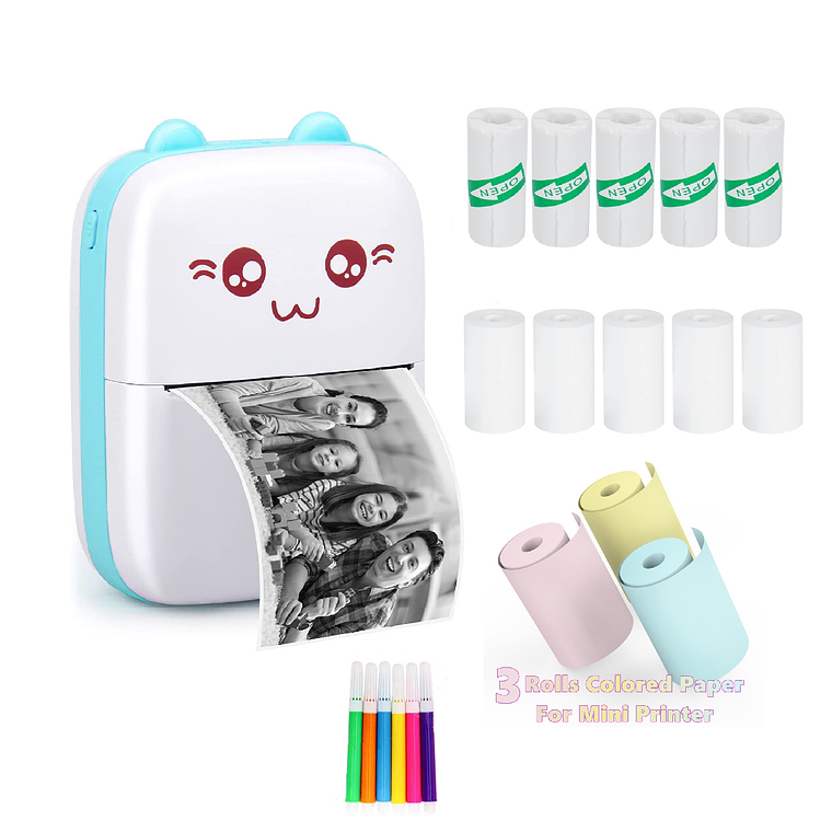 Mini Impresora Térmica Gatita Bluetooth+ Rollos 1