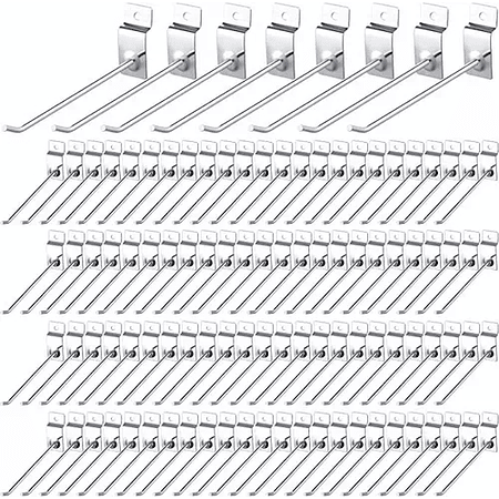 Pack 100 Ganchos Gancheras Panel Ranurado 15 Cm Exhibidor