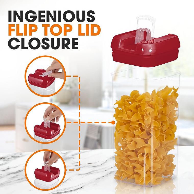 Set 5 Contenedores De Alimento Tapa Hermética Almacenamiento 4