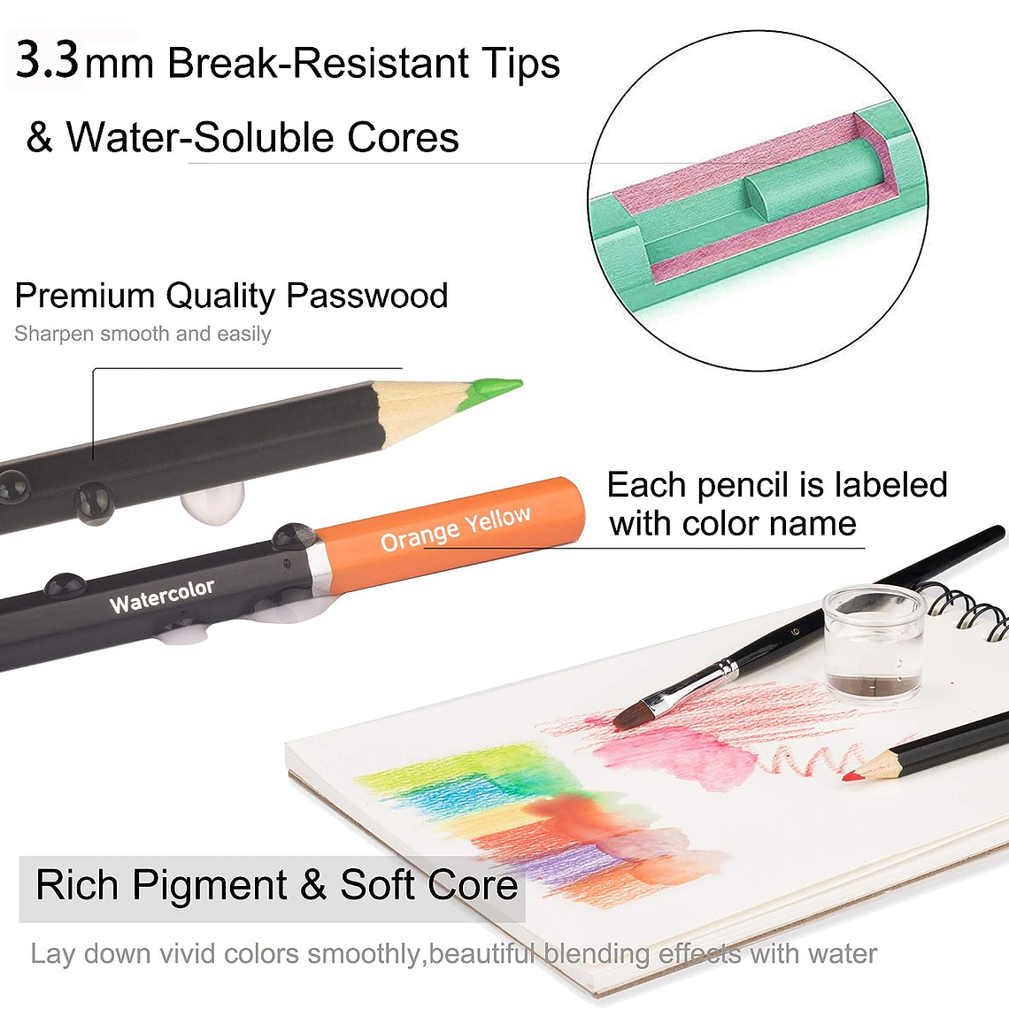 Set 72 Lapices Colores Arte Profesional Solubles En Agua 5