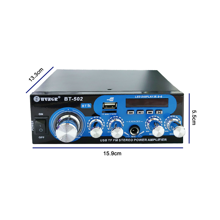 Amplificador Bluetooth 12v/220v Usb Fm Sd Card Karaoke Mp3