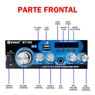 Amplificador Bluetooth 12v/220v Usb Fm Sd Card Karaoke Mp3