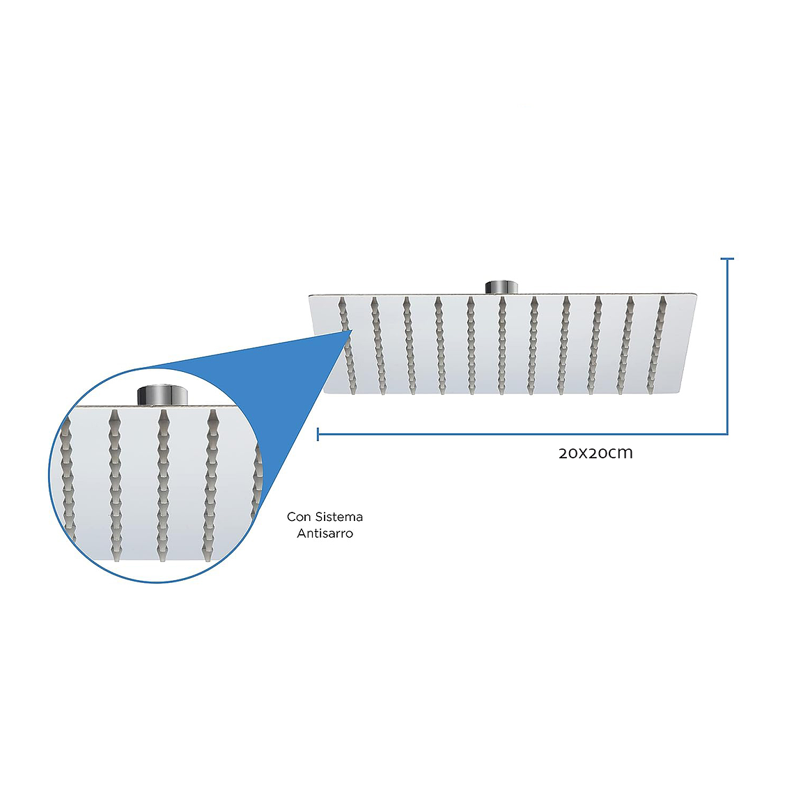 Plato Ducha Cuadrado Acero Inoxidable 20 Cms 4