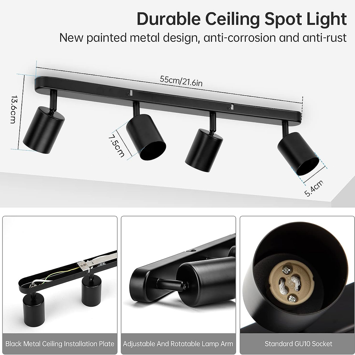 Aplique Lampara Cuadruple Dirigible Ampolleta Dicroica Gu10 3