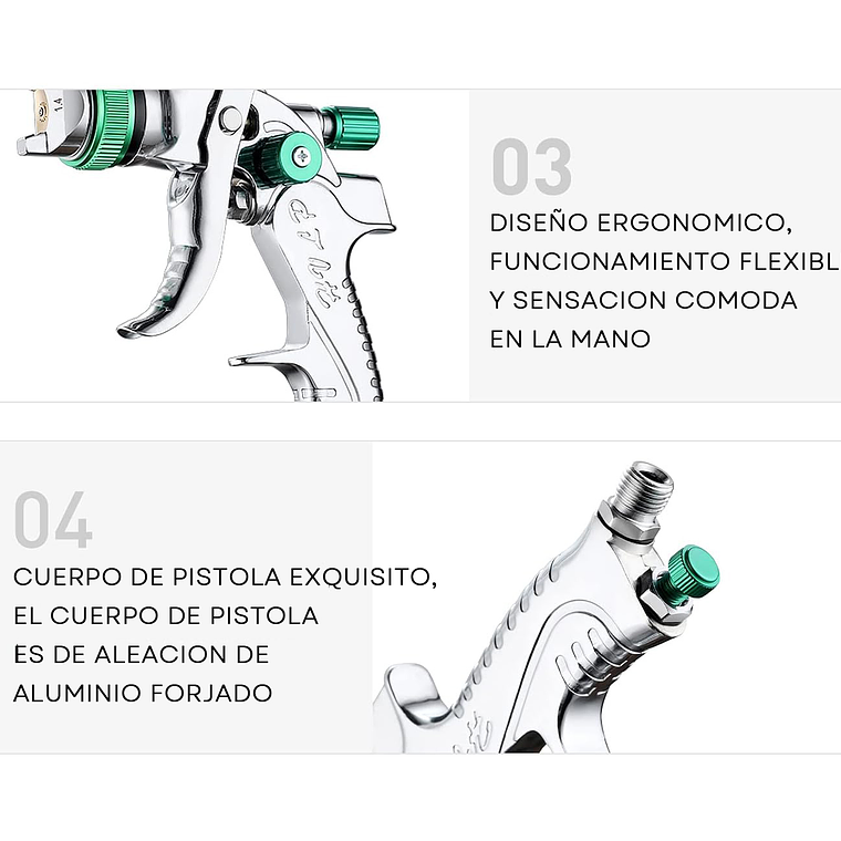 Pistola Pintar + 3 Boquillas 1.4a2mm Pintura Por Gravedad 2