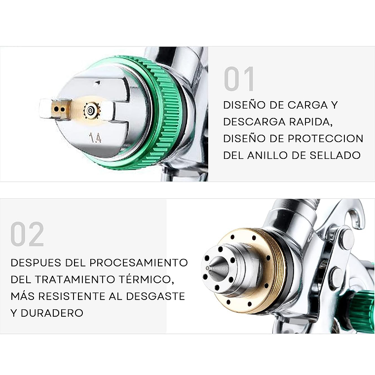 Pistola Pintar + 3 Boquillas 1.4a2mm Pintura Por Gravedad 3