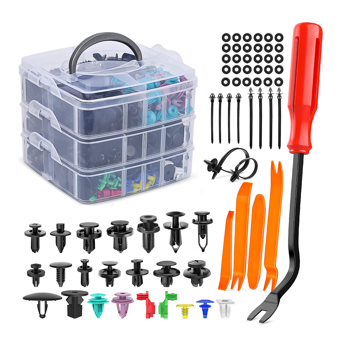 Kit 725 Clip Broche Retención Plástico Auto Lata Tapabarro 1