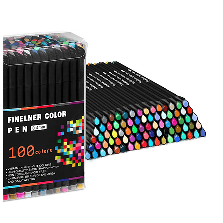 Lápices Fineliner 100 Colores Punta Fina 0,4mm Colores Pen