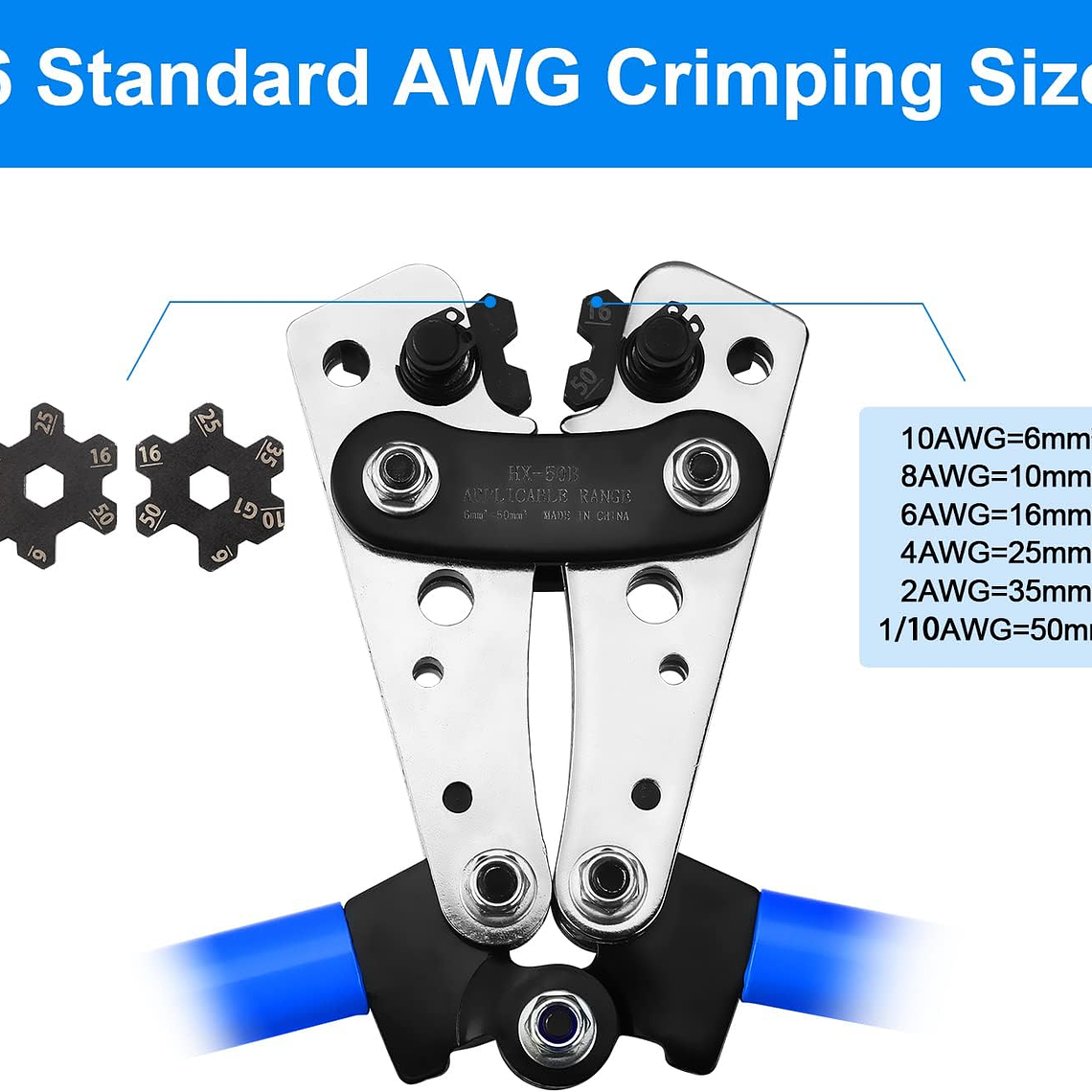 Alicate Herramienta Crimpado 6/10/16/25/35/50mm + Terminales 2