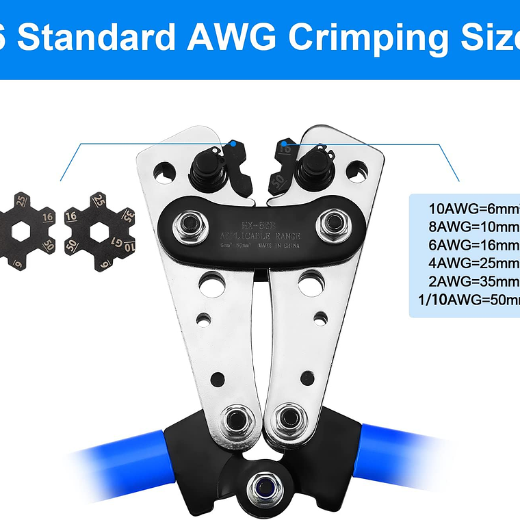 Alicate Herramienta Crimpado 6/10/16/25/35/50mm + Terminales 2