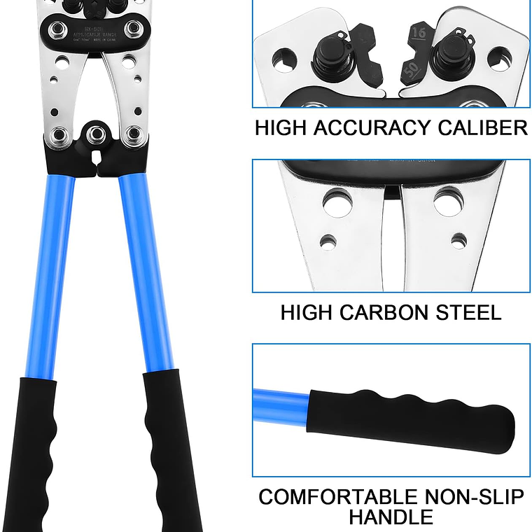 Alicate Herramienta Crimpado 6/10/16/25/35/50mm + Terminales 3