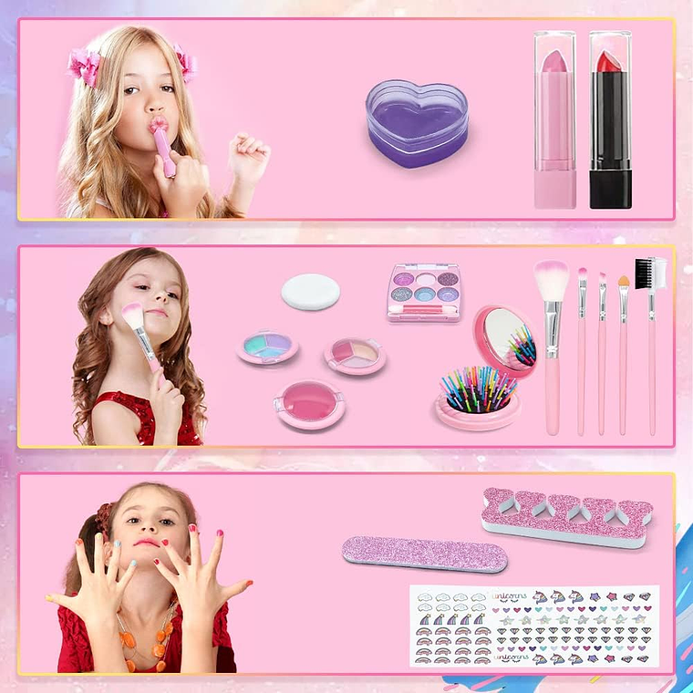 Kit De Maquillaje Para Niñas Juguete Cosméticos No Tóxicos 4