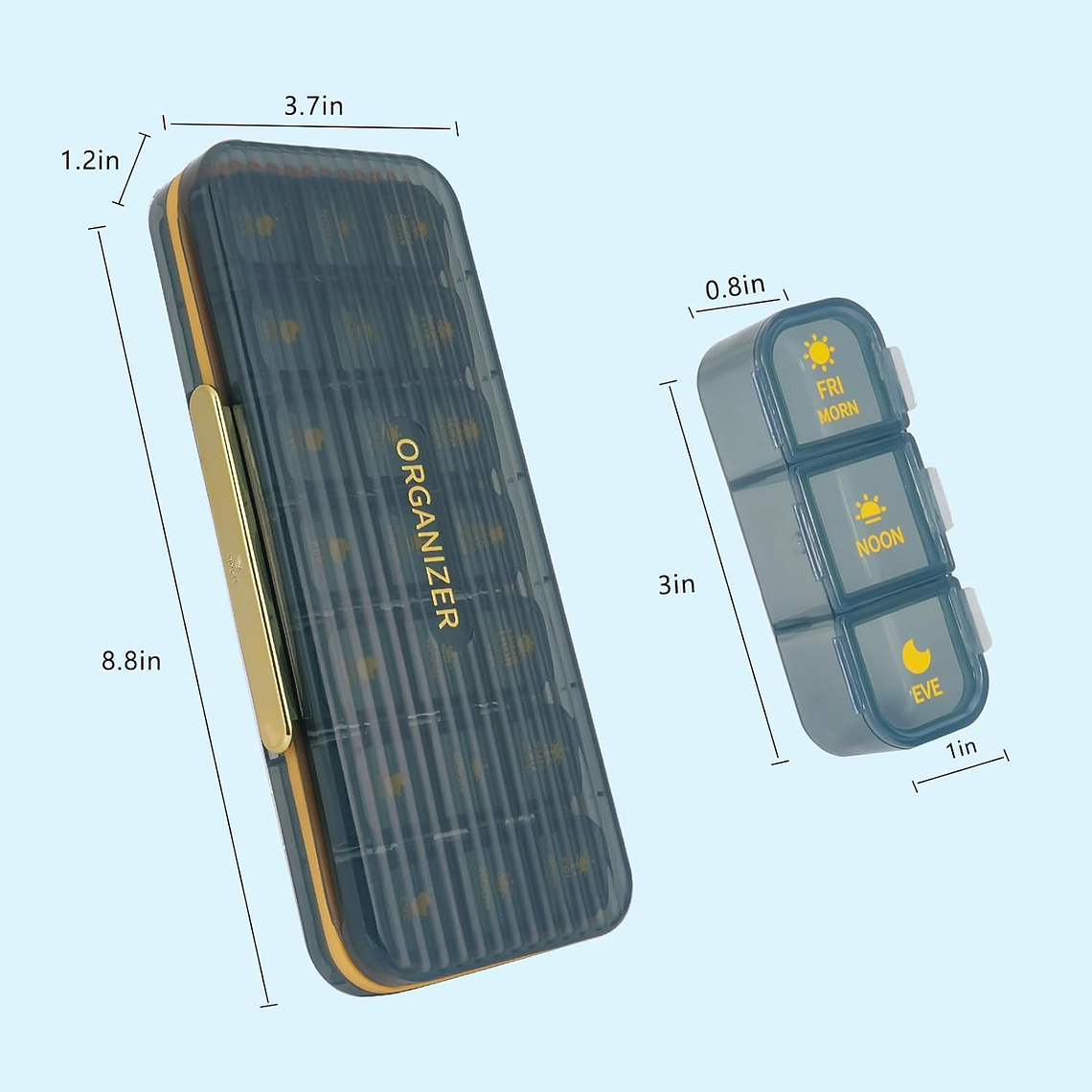 Organizador De Pastillas Portátil Pastillero Semanal 3 Tomas 5