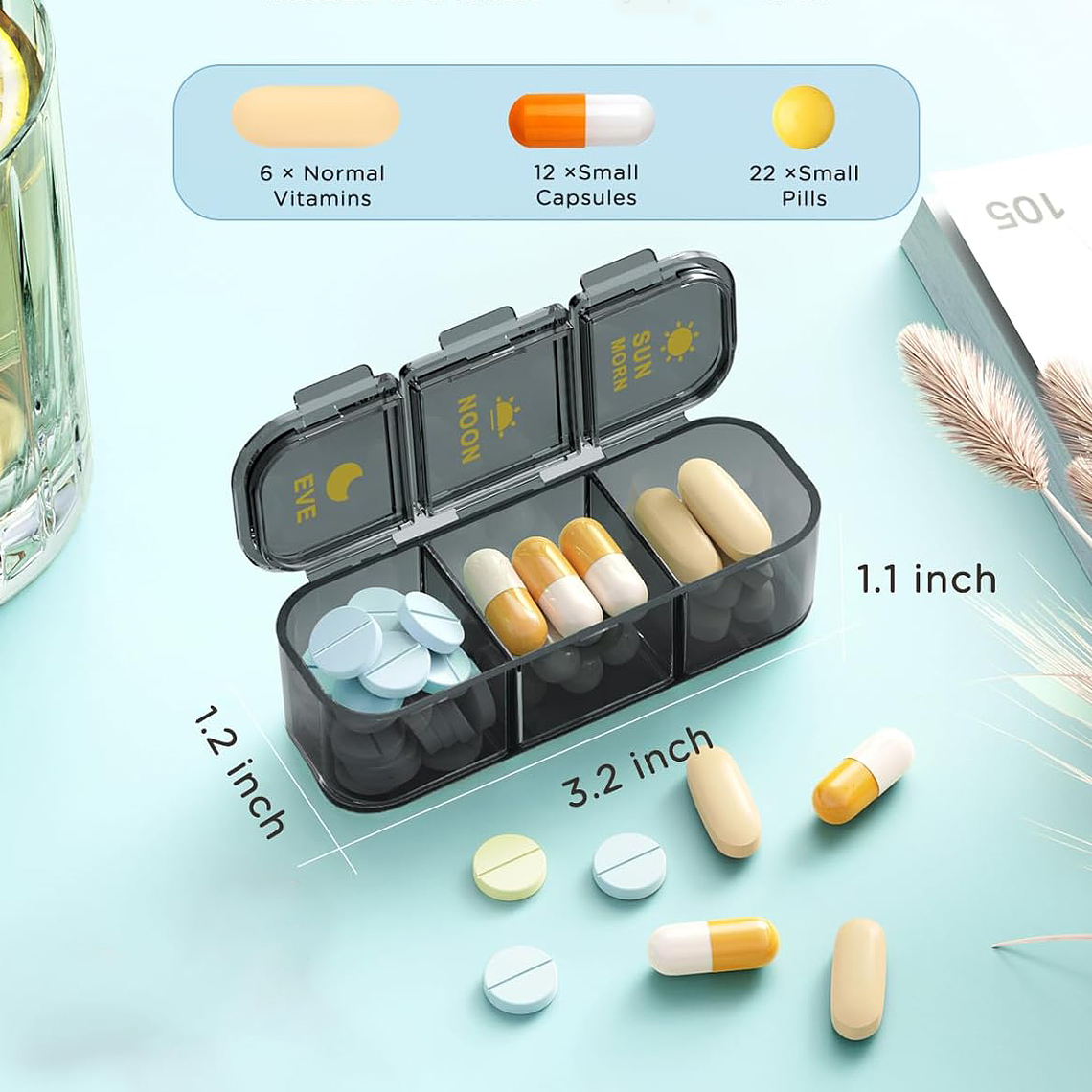 Organizador De Pastillas Portátil Pastillero Semanal 3 Tomas 4