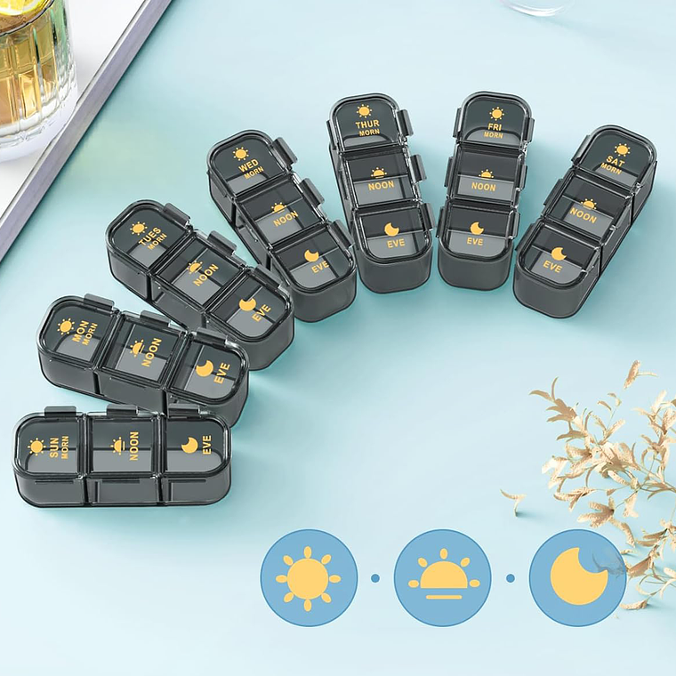 Organizador De Pastillas Portátil Pastillero Semanal 3 Tomas 3