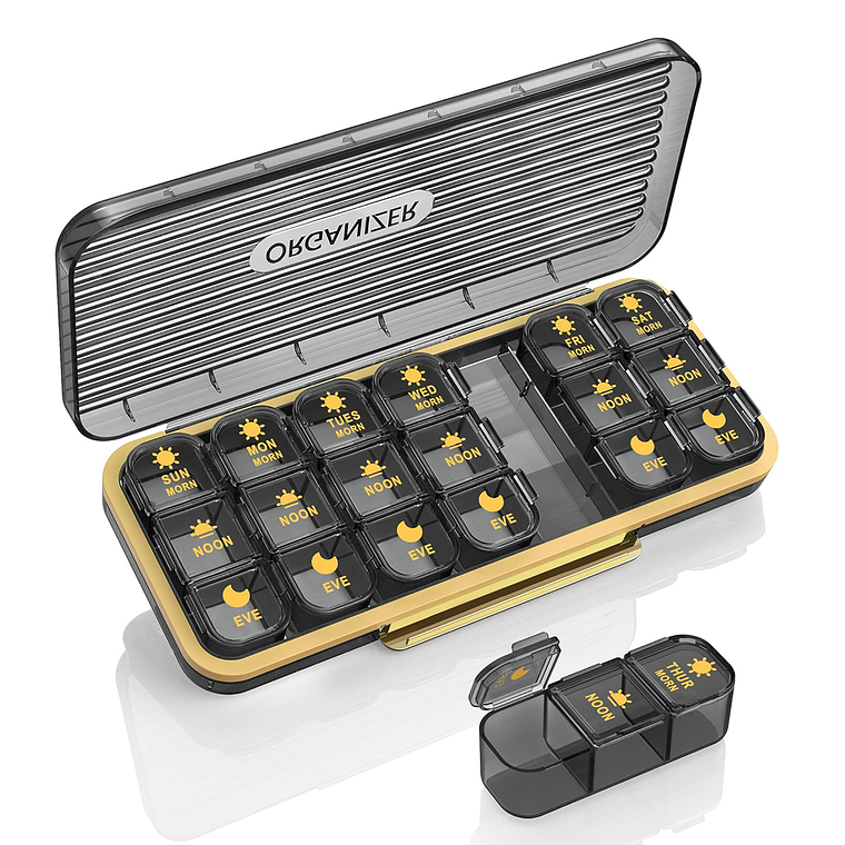 Organizador De Pastillas Portátil Pastillero Semanal 3 Tomas 1