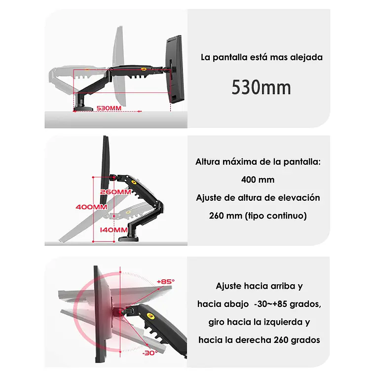 Soporte Ergonómico De Mesa Para Tv/monitor 1 Brazo 17-30 2