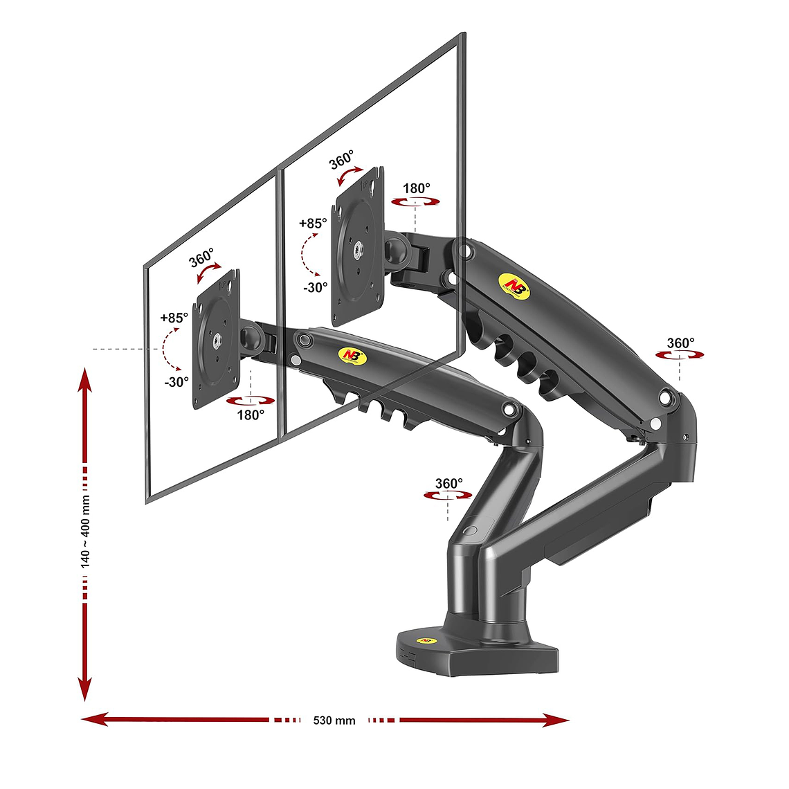 Soporte Ergonómico De Mesa Para Tv/monitor 2 Brazos 17-27 3