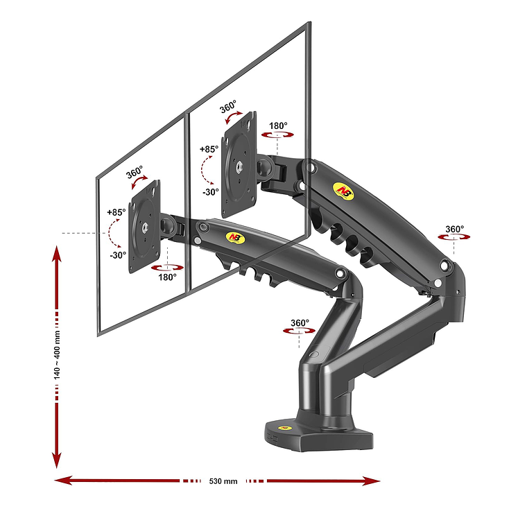 Soporte Ergonómico De Mesa Para Tv/monitor 2 Brazos 17-27 3