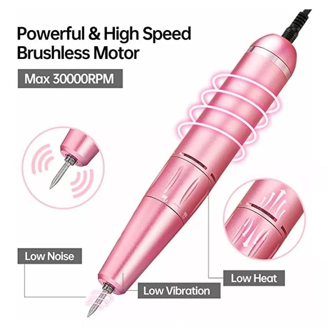 Torno De Uñas Inalámbrico Pantalla Lcd 30000 Rpm Manicura 3