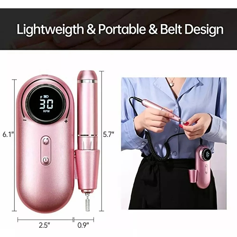 Torno De Uñas Inalámbrico Pantalla Lcd 30000 Rpm Manicura 5