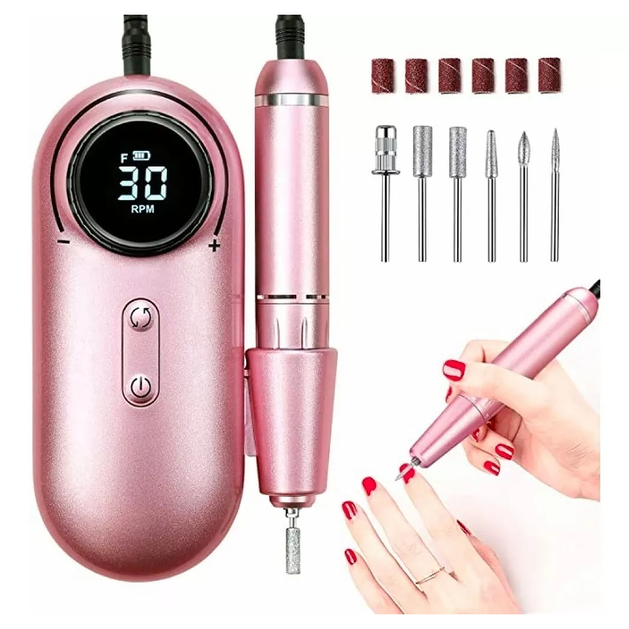 Torno De Uñas Inalámbrico Pantalla Lcd 30000 Rpm Manicura