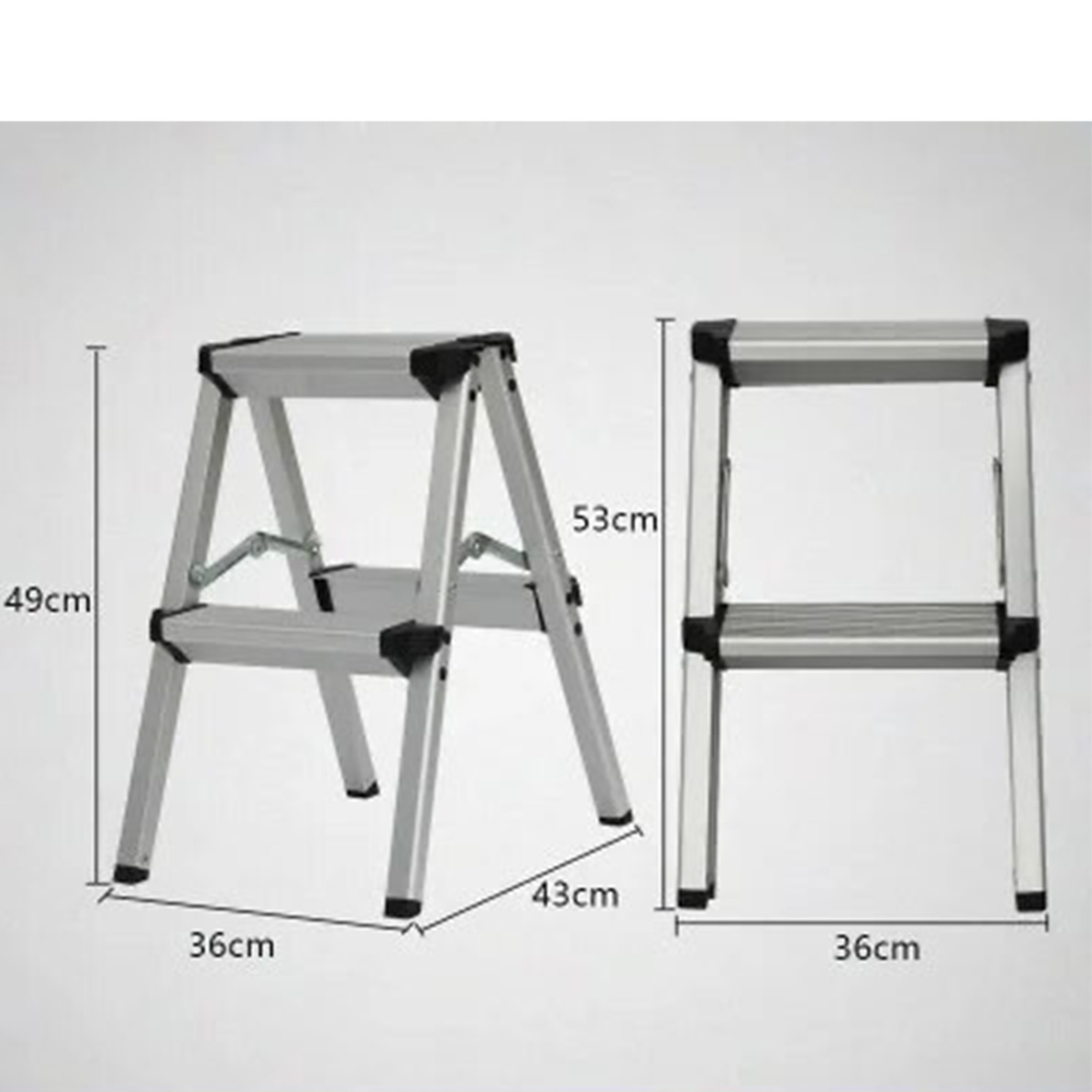 Escalera Taburete Plegable 2 Peldaños Aluminio 3