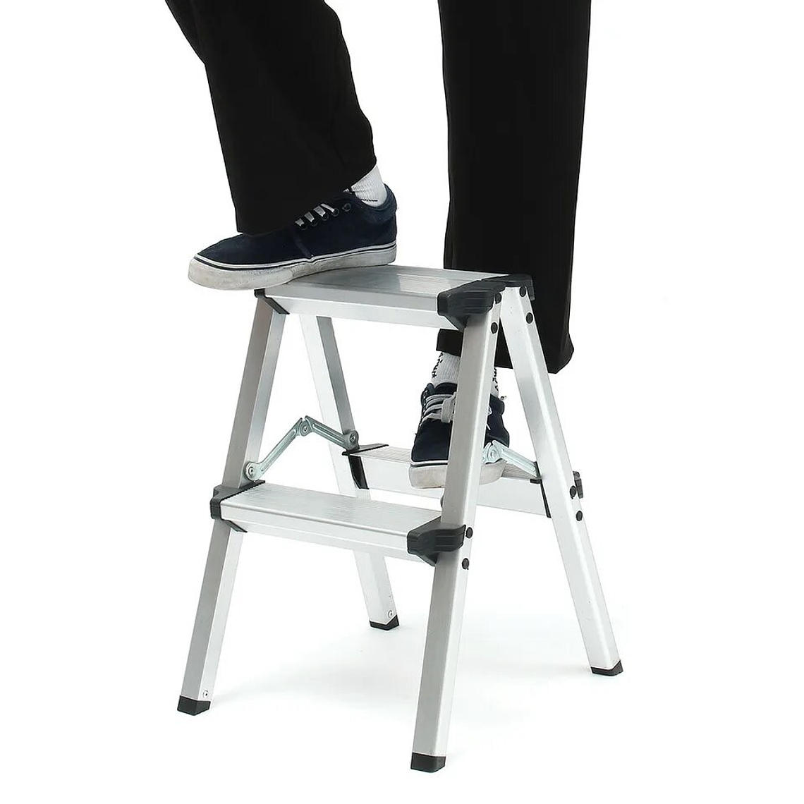 Escalera Taburete Plegable 2 Peldaños Aluminio 2