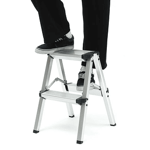 Escalera Taburete Plegable 2 Peldaños Aluminio