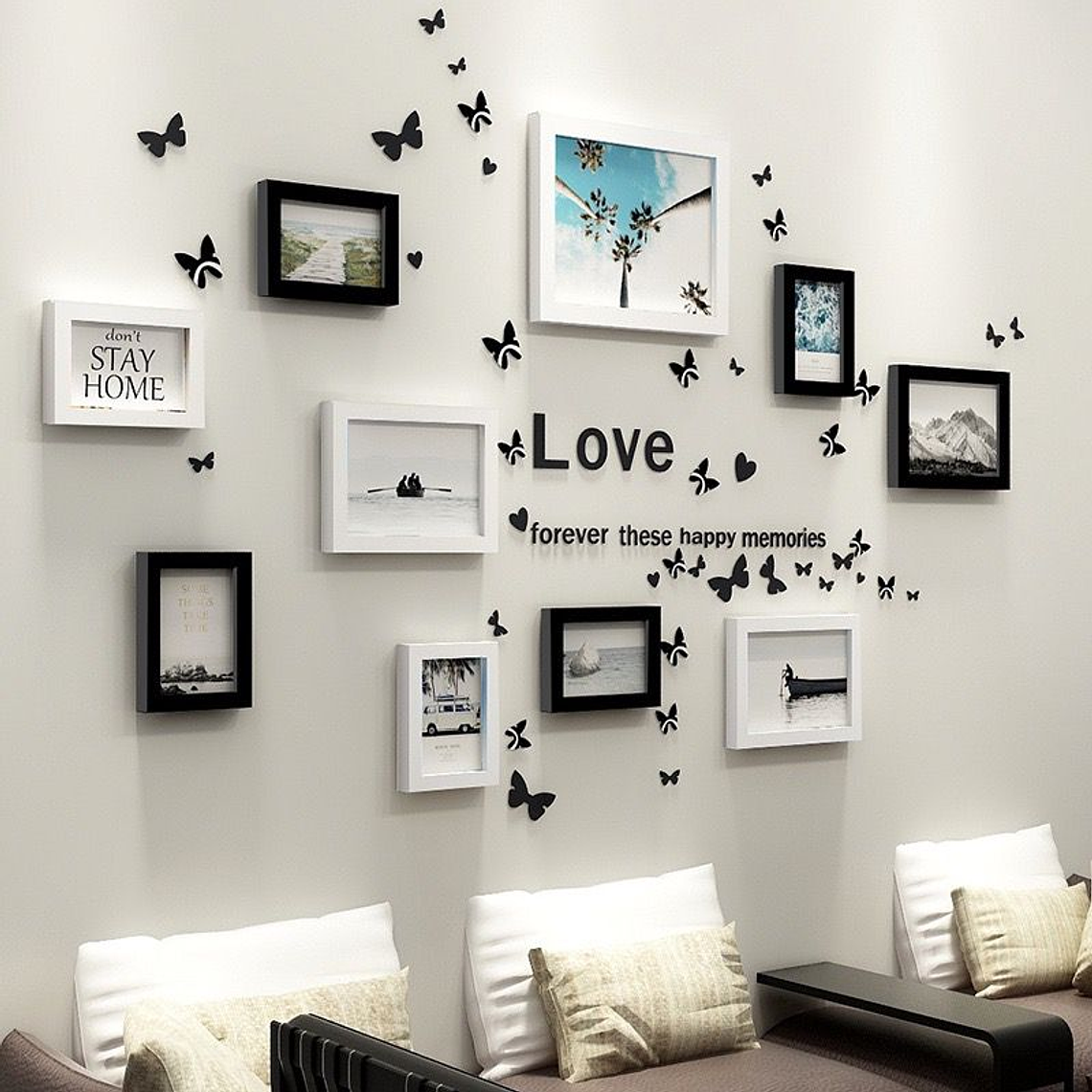 Set Marcos Foto Decorativo Pared 10 Piezas + Pegatinas 1