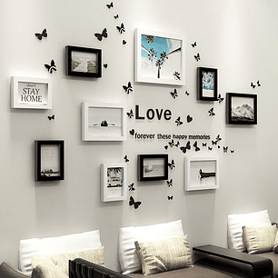 Set Marcos Foto Decorativo Pared 10 Piezas + Pegatinas