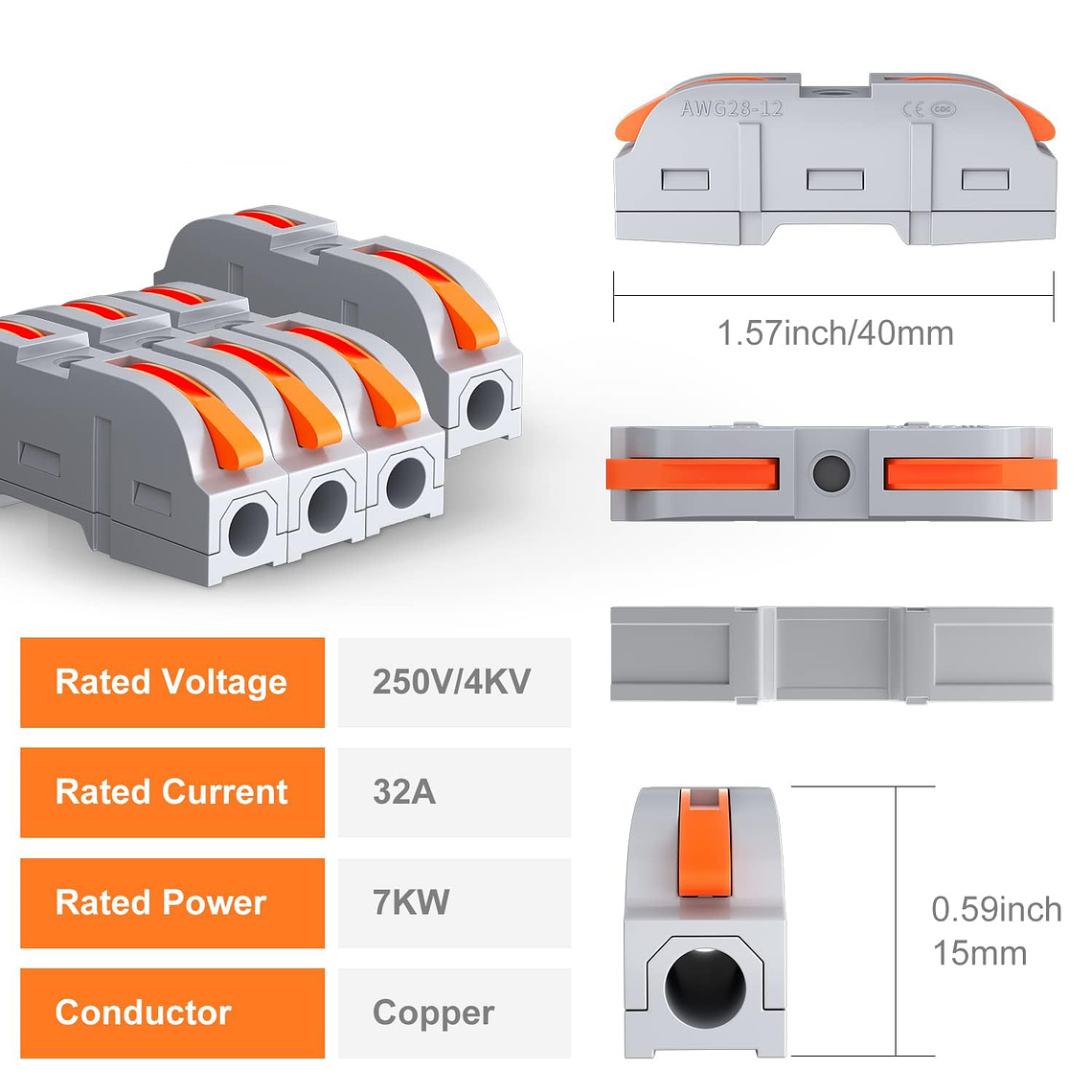 Set 60 Conectores De Cable Rapido Tipo Wago 1-1 Entrada 4