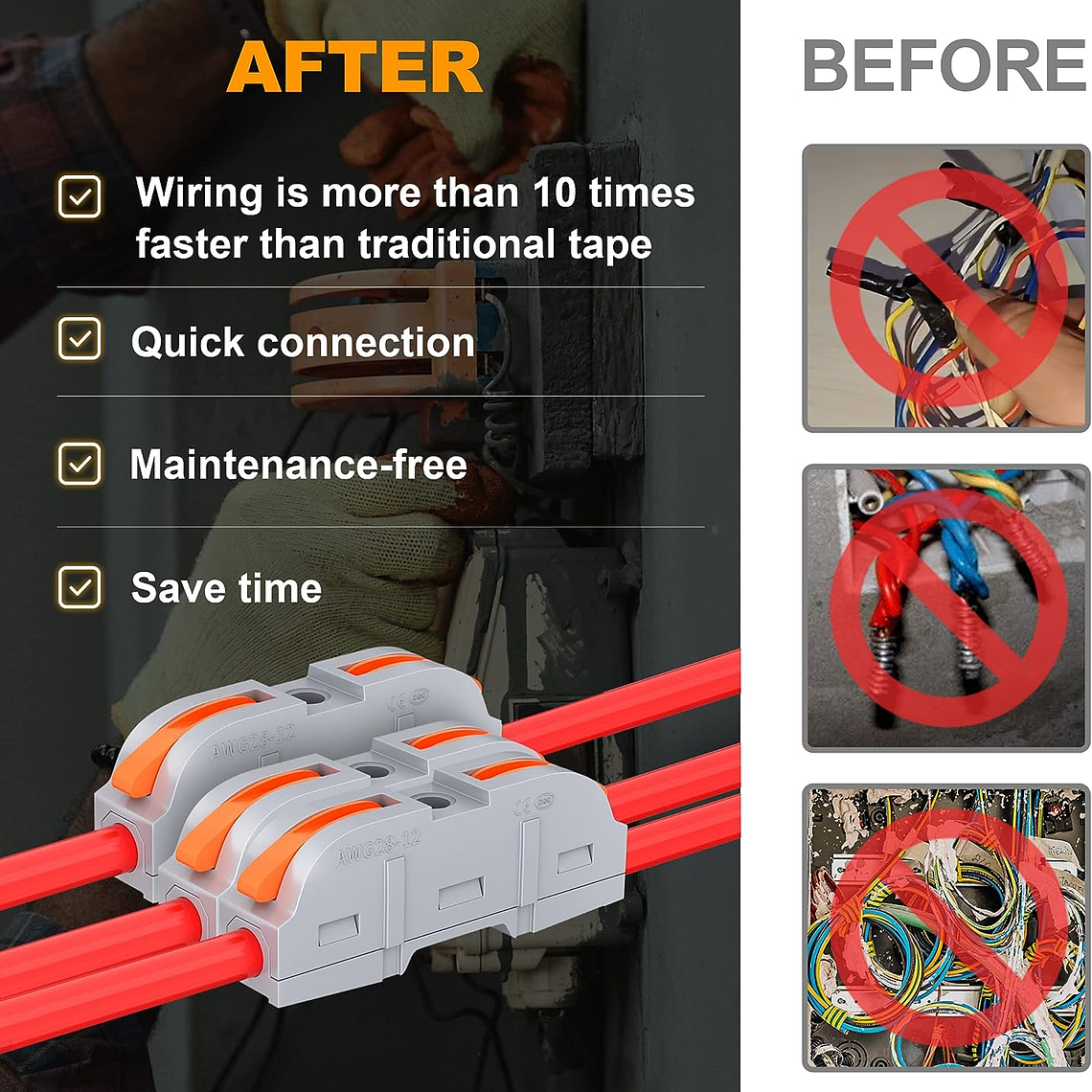 Set 100 Conectores De Cable Rapido Tipo Wago 1-1 Entrada 2