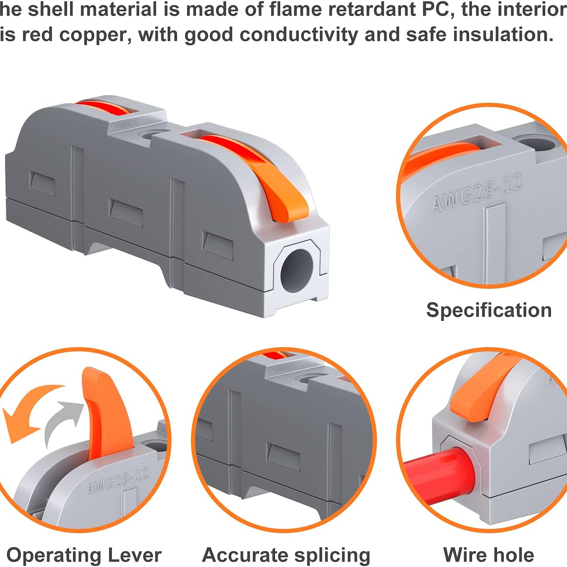 Set 100 Conectores De Cable Rapido Tipo Wago 1-1 Entrada 3