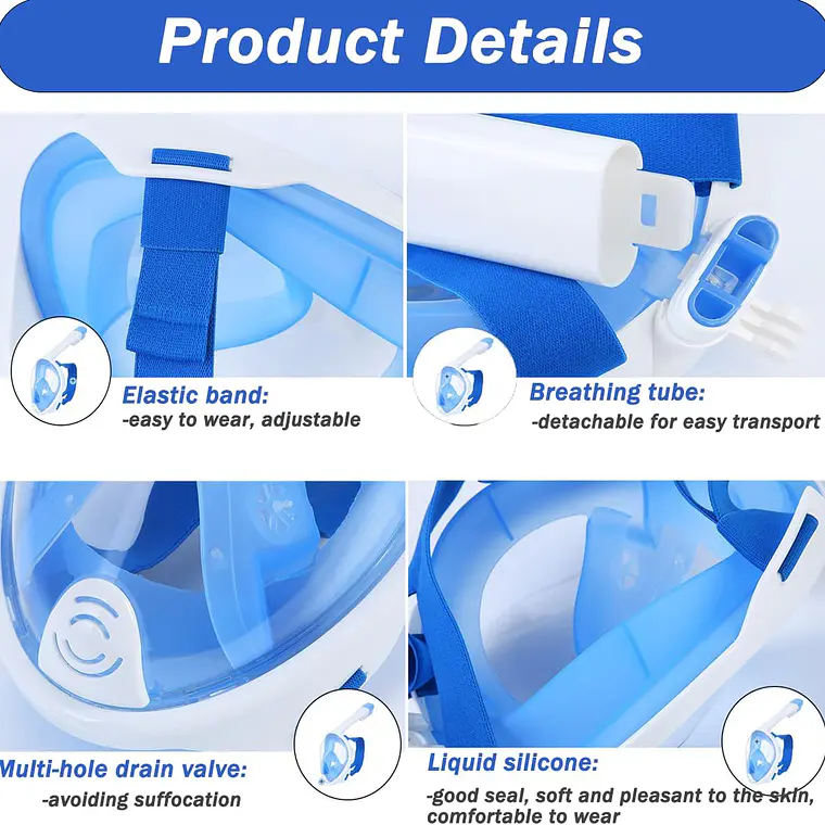 Máscara Snorkel Fullface Buceo Antiniebla Con Soporte Gopro 4