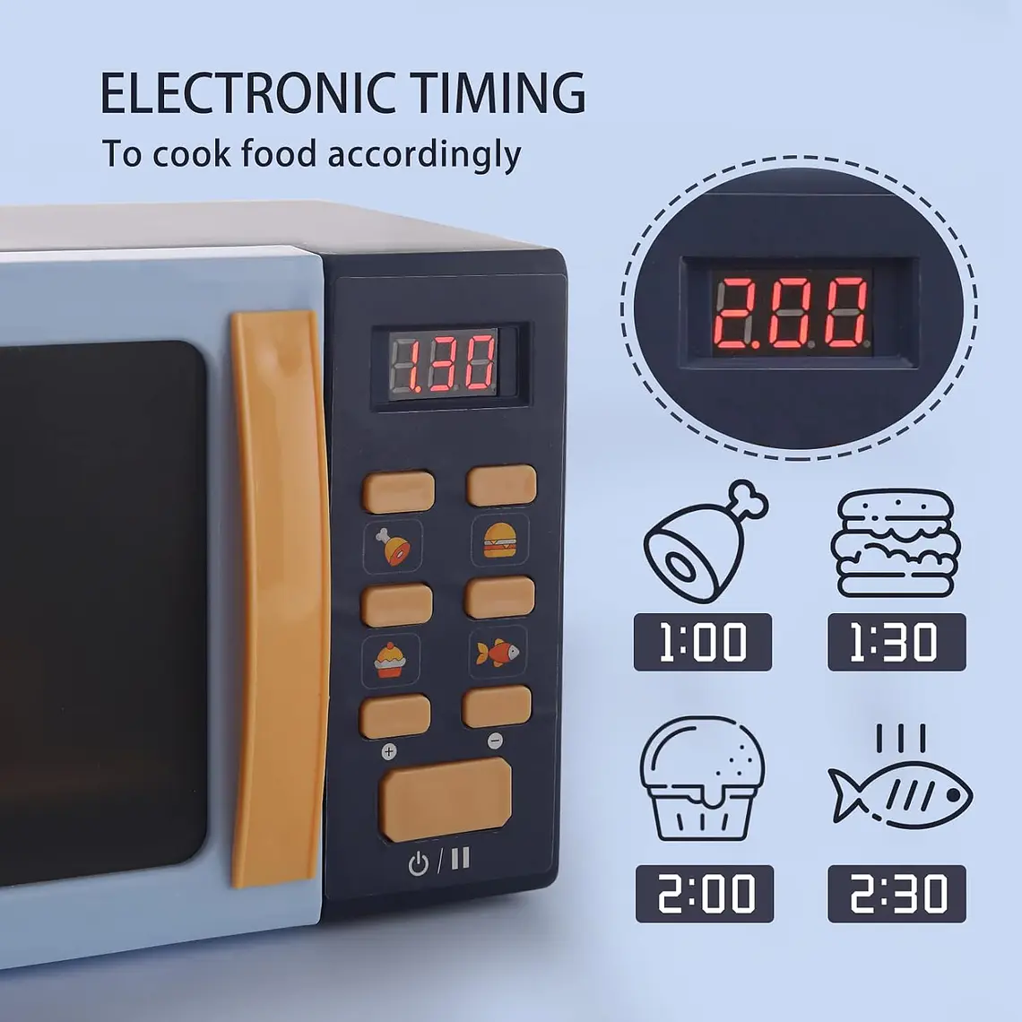 Horno Microondas De Juguete Más Accesorios Luz Y Sonido 3