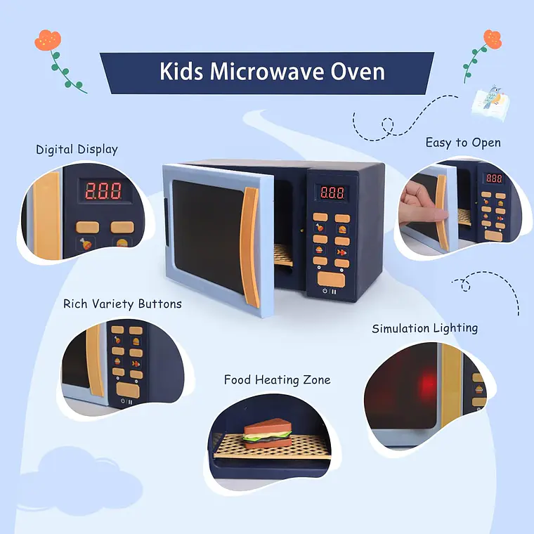 Horno Microondas De Juguete Más Accesorios Luz Y Sonido 4