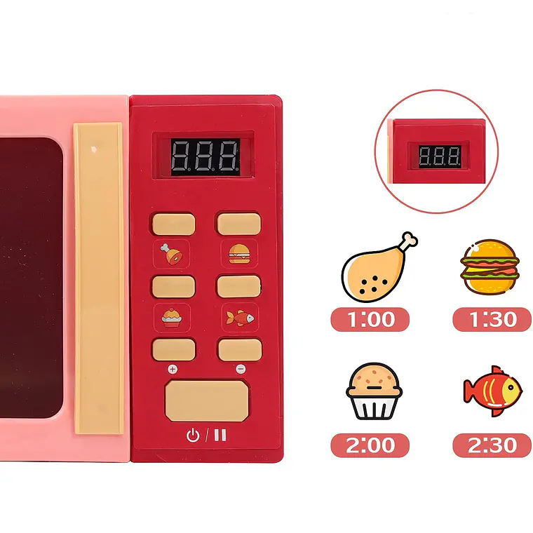 Horno Microondas De Juguete Más Accesorios Luz Y Sonido 8