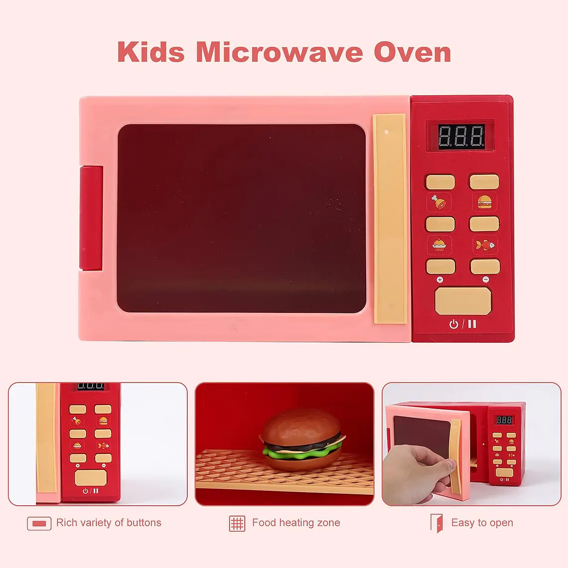 Horno Microondas De Juguete Más Accesorios Luz Y Sonido 9