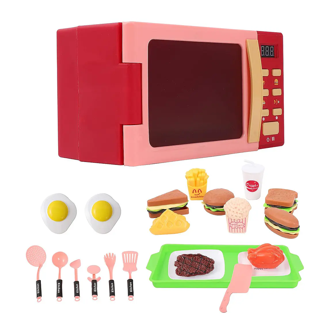 Horno Microondas De Juguete Más Accesorios Luz Y Sonido 6