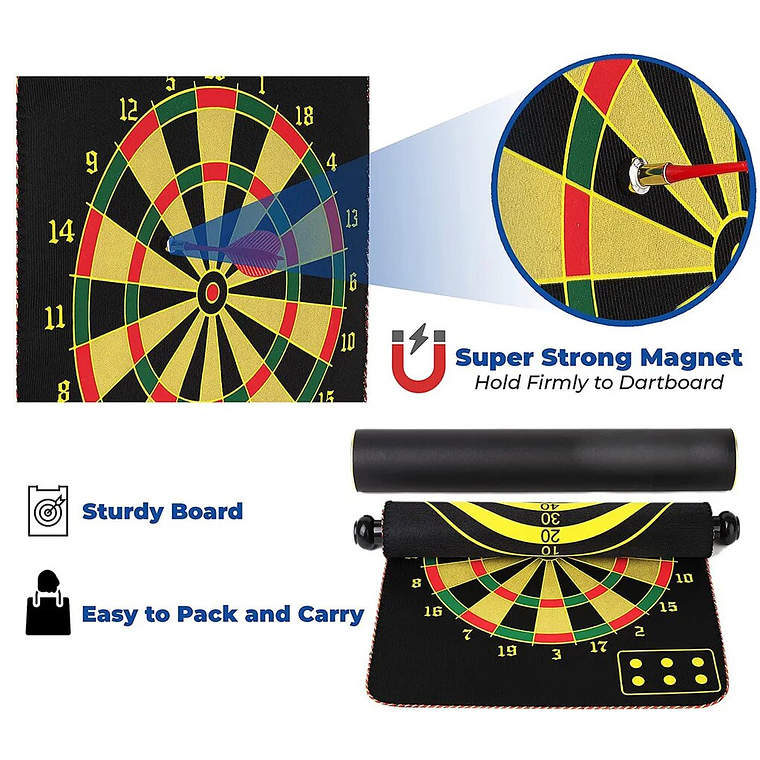 Juego Dardo Tablero Colgante Y Plegable Accesorios Magnético 4