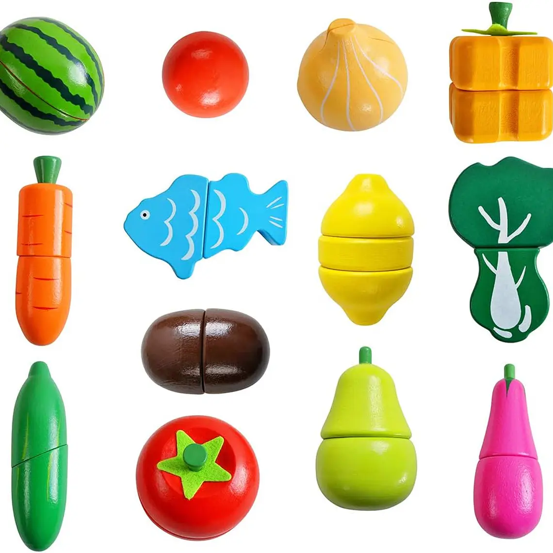 Set De Frutas Y Verduras De Madera Juguete Didáctico 17pzs 4