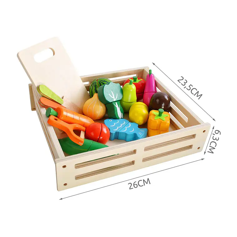 Set De Frutas Y Verduras De Madera Juguete Didáctico 17pzs 7