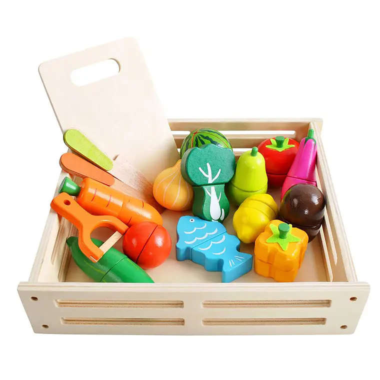 Set De Frutas Y Verduras De Madera Juguete Didáctico 17pzs 1