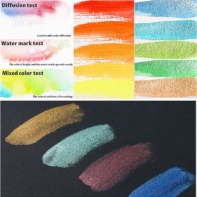 Juego Acuarela 90 Colores Regulares, Metalizados Y Fluorescente 5