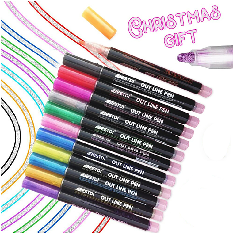 12 Marcadores Rotuladores Mágicos Doble Línea Metalizados 1