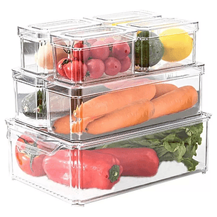 Organizador Refrigerador Cocina Set 7 Contenedores Con Tapa